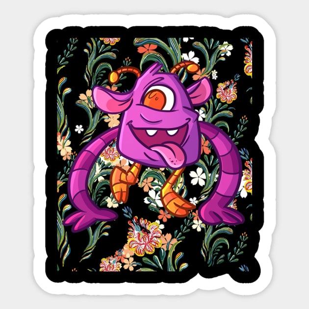 cute bacteria or beast smile  in flower Sticker by funnyd